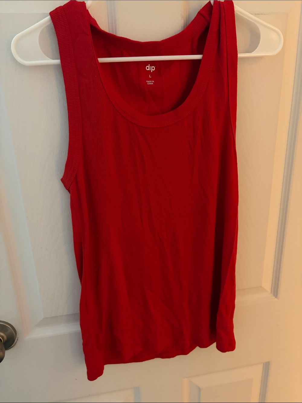 dip Red Ribbed Scoop Neck Tank Top